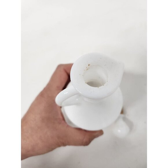 VINTAGE Lefton White Milk Glass Oil Decanter Bottle With Stopper And Handle - Picture 7 of 8